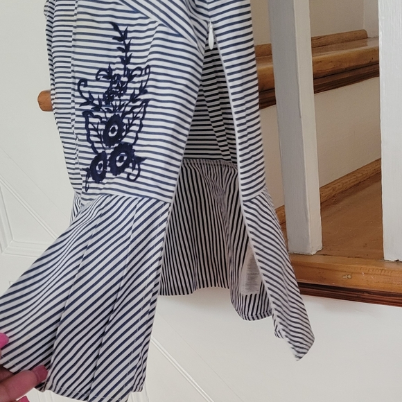 BROOKS BROTHERS Cotton Blue White Striped Peplum Top Size 10P - Picture 7 of 10